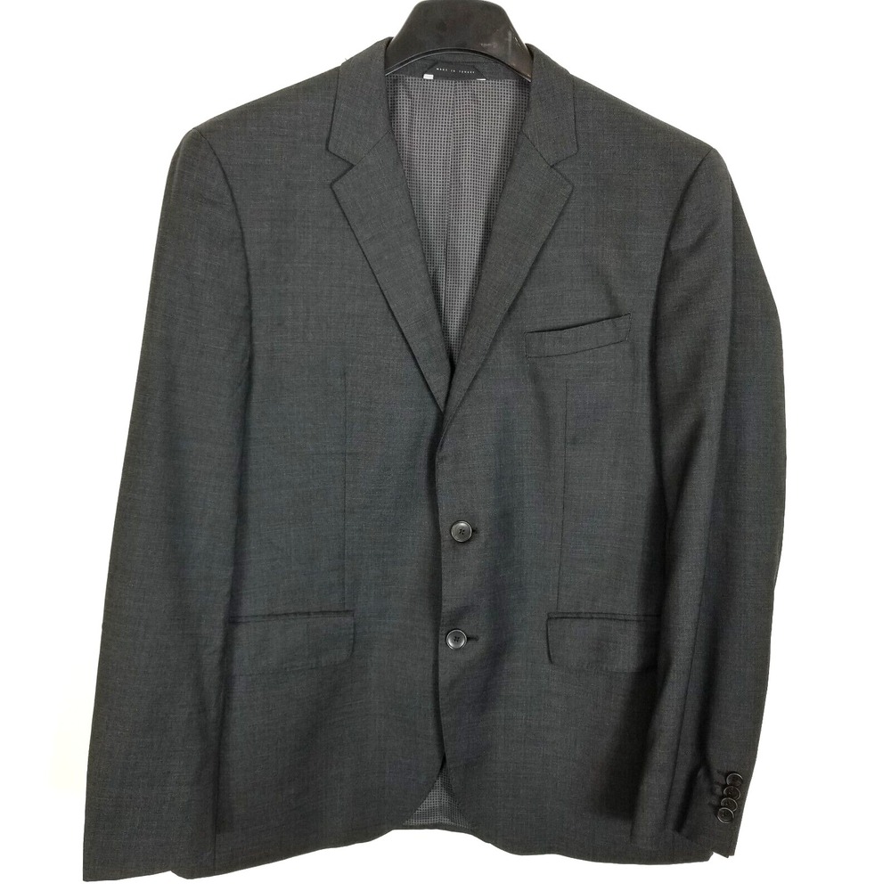 Boss Hugo Boss Men The Keys Blazer Jacket sz US 40S Gray Super 100's Wool Office